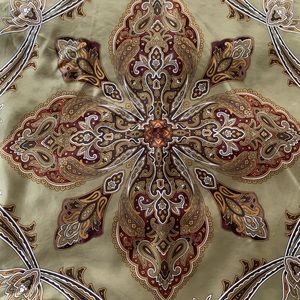 Oscar de la Renta silk green brown paisley scarf